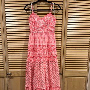 Lilly Pulitzer Kyla Maxi Dress in Lilly's Coral Garden Gate Eyelet, size 00